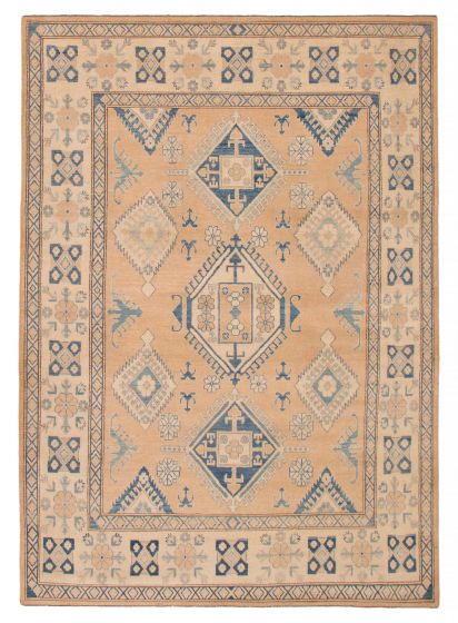 Geometric  Vintage/Distressed Brown Area rug 8x10 Afghan Hand-knotted 392592