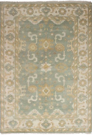 Floral  Traditional Green Area rug 5x8 Indian Hand-knotted 247117