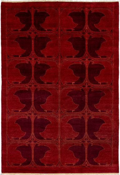 Casual  Transitional Red Area rug 5x8 Afghan Hand-knotted 272800