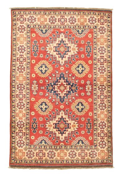 Bordered  Tribal Red Area rug 3x5 Afghan Hand-knotted 329303