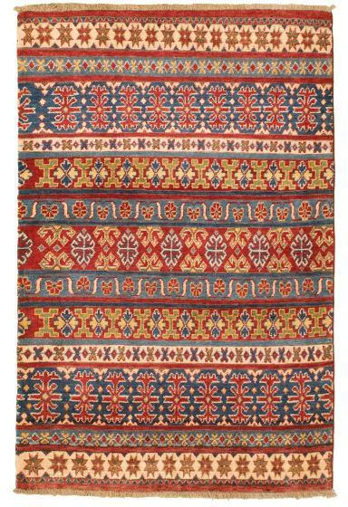 Casual  Transitional Blue Area rug 3x5 Afghan Hand-knotted 329322