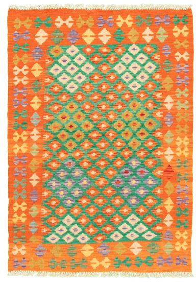 Bordered  Geometric Multi Area rug 3x5 Turkish Flat-weave 329455
