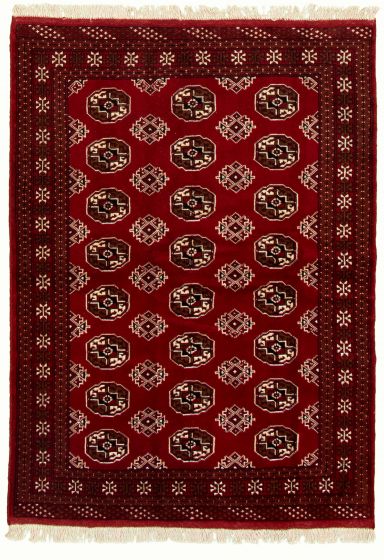 Bordered  Tribal Red Area rug 4x6 Turkmenistan Hand-knotted 332598