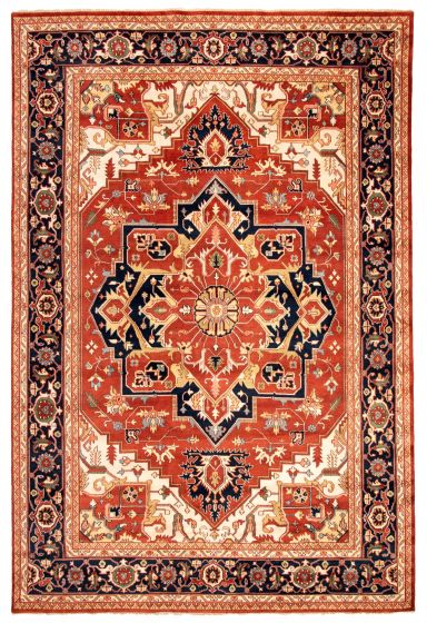Bordered  Traditional Brown Area rug Unique Indian Hand-knotted 345078