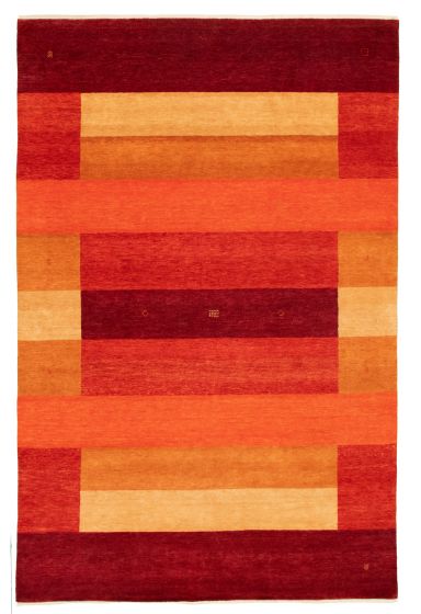 Gabbeh  Tribal Brown Area rug 6x9 Indian Hand-knotted 345293
