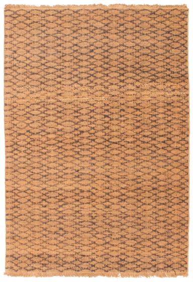 Flat-weaves & Kilims  Tribal Brown Area rug 5x8 Indian Flat-Weave 349029