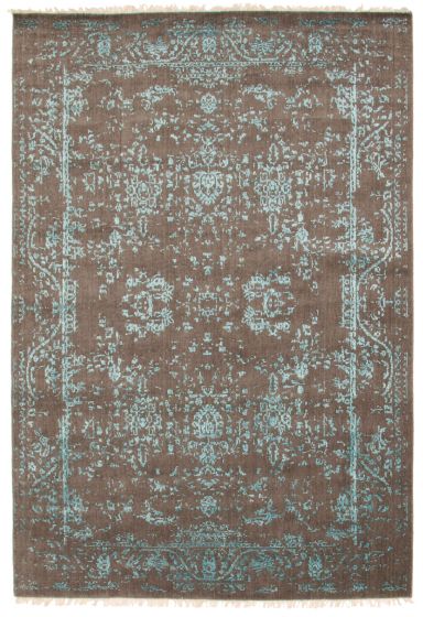 Transitional Grey Area rug 5x8 Indian Hand-knotted 350579