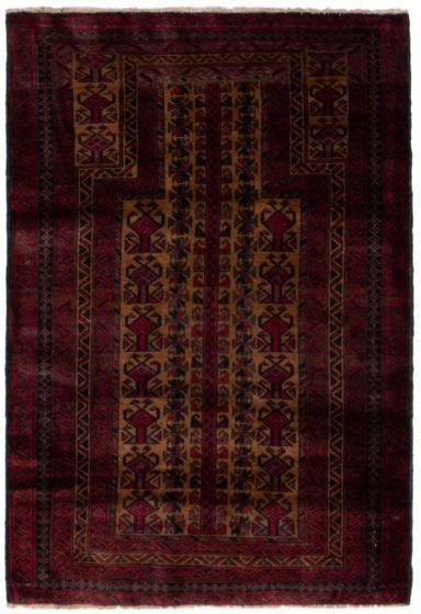 Bordered  Tribal Red Area rug 3x5 Afghan Hand-knotted 358846