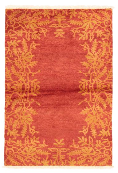 Casual  Transitional Red Area rug 3x5 Pakistani Hand-knotted 362321