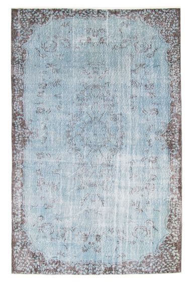 Bordered  Transitional Blue Area rug 5x8 Turkish Hand-knotted 363405