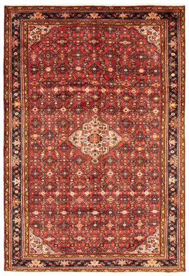 Bordered  Traditional Red Area rug 6x9 Persian Hand-knotted 365095