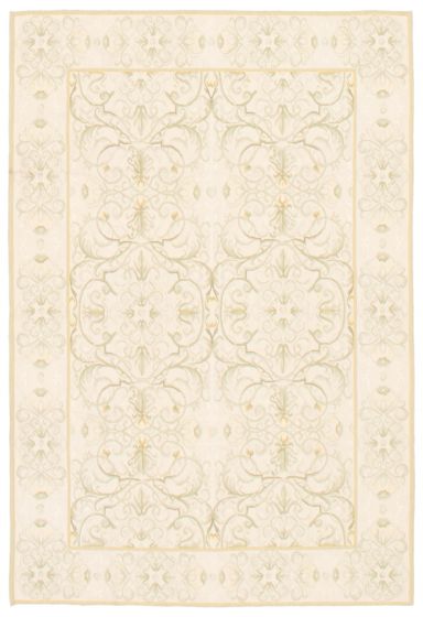 Bordered  Traditional Green Area rug 3x5 Chinese Needlepoint 368086