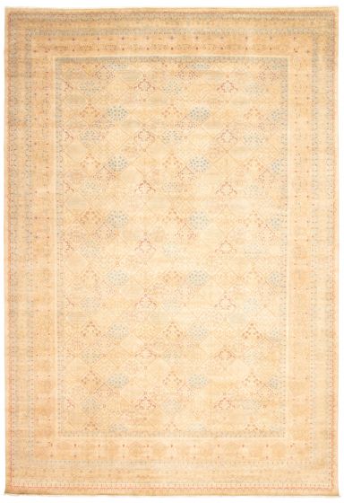 Traditional Ivory Area rug Unique Pakistani Hand-knotted 368343