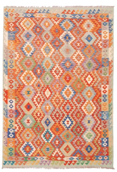 Flat-weaves & Kilims  Geometric Brown Area rug 6x9 Turkish Flat-Weave 374448