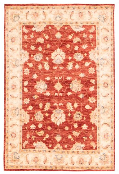 Bordered  Traditional Red Area rug 4x6 Afghan Hand-knotted 374824