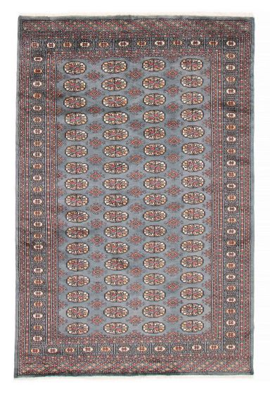 Bordered  Tribal Green Area rug 5x8 Pakistani Hand-knotted 382021