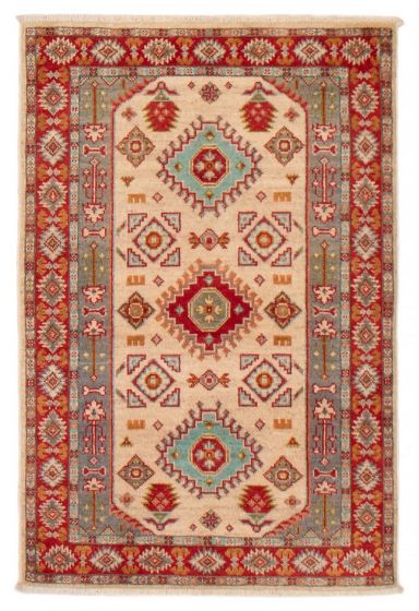 Bordered  Transitional Ivory Area rug 3x5 Afghan Hand-knotted 392774