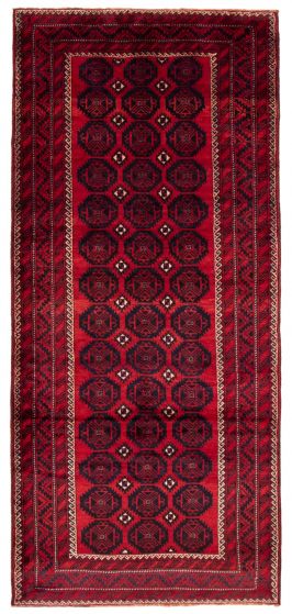 Bordered  Traditional Red Runner rug 13-ft-runner Turkish Hand-knotted 358617