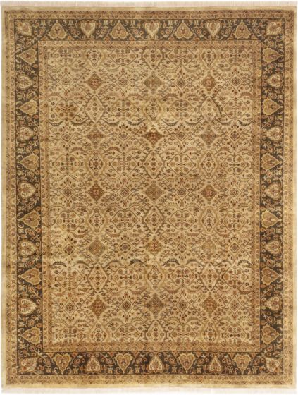 Bordered  Traditional Yellow Area rug 6x9 Indian Hand-knotted 282881
