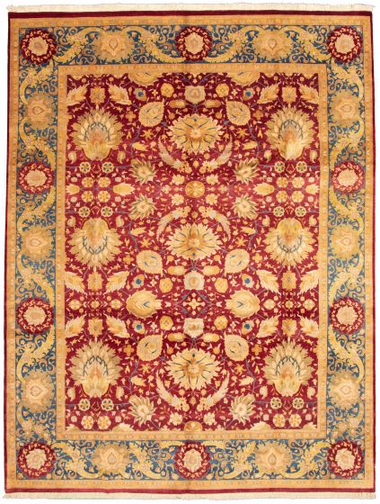 Bordered  Traditional Red Area rug 9x12 Pakistani Hand-knotted 338001