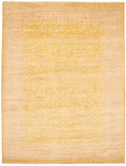 Bordered  Transitional Yellow Area rug 6x9 Pakistani Hand-knotted 338818