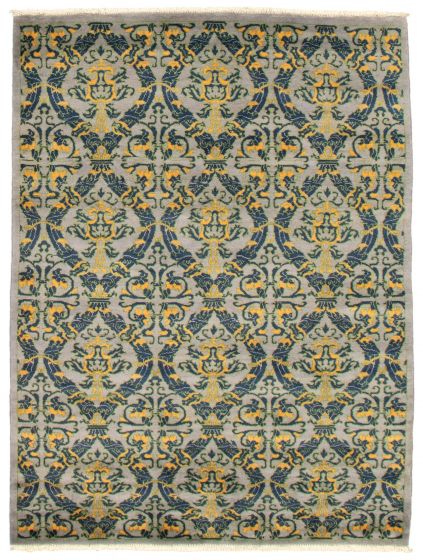 Traditional  Transitional Grey Area rug 4x6 Pakistani Hand-knotted 341442