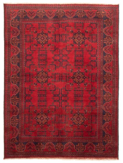 Bordered  Traditional Red Area rug 4x6 Afghan Hand-knotted 359454