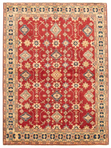 Bordered  Traditional Red Area rug 8x10 Afghan Hand-knotted 364070