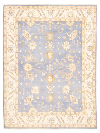 Bordered  Traditional Blue Area rug 9x12 Indian Hand-knotted 370232