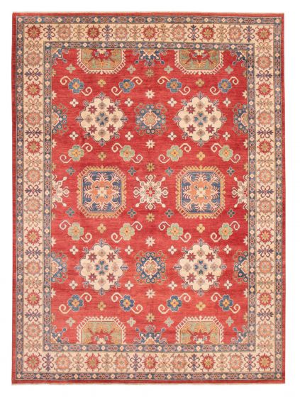 Bordered  Geometric Red Area rug 9x12 Afghan Hand-knotted 379936