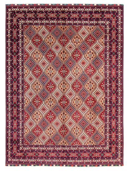 Bordered  Traditional Red Area rug 9x12 Afghan Hand-knotted 390620