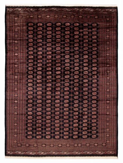 Bordered  Traditional Black Area rug 10x14 Pakistani Hand-knotted 392017