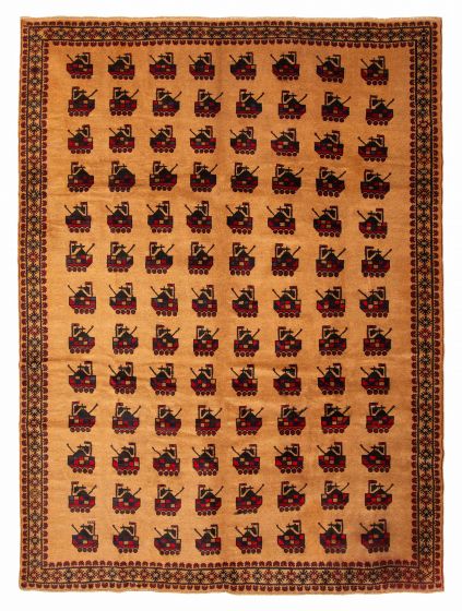 Bordered  Tribal Brown Area rug 6x9 Afghan Hand-knotted 408563