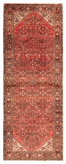 Bordered  Tribal Red Runner rug 10-ft-runner Persian Hand-knotted 365019