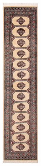 Geometric  Traditional Ivory Runner rug 12-ft-runner Pakistani Hand-knotted 390277
