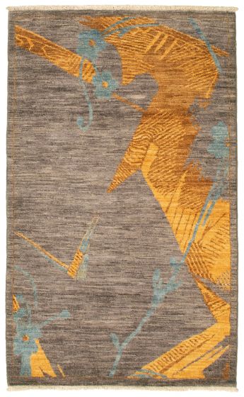 Casual  Transitional Grey Area rug 3x5 Pakistani Hand-knotted 341562
