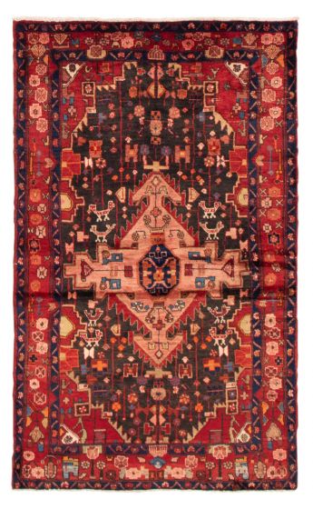 Bordered  Traditional Black Area rug 4x6 Persian Hand-knotted 353648