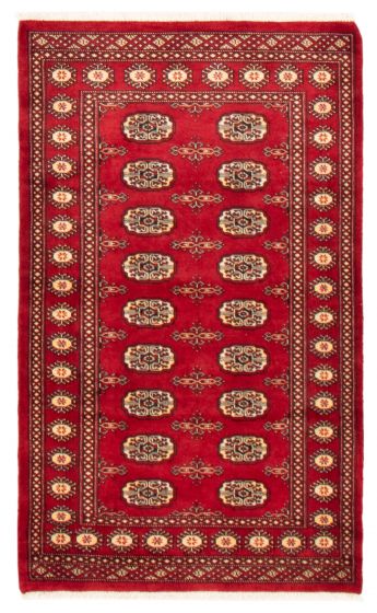 Bordered  Tribal Red Area rug 3x5 Pakistani Hand-knotted 359338