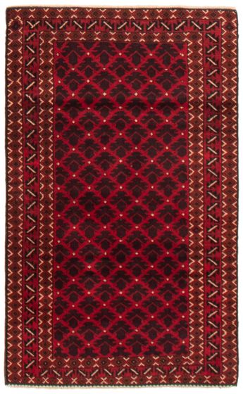Bordered  Tribal Red Area rug 3x5 Afghan Hand-knotted 360073
