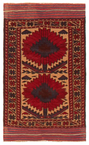 Bordered  Tribal Brown Area rug 3x5 Afghan Hand-knotted 365701
