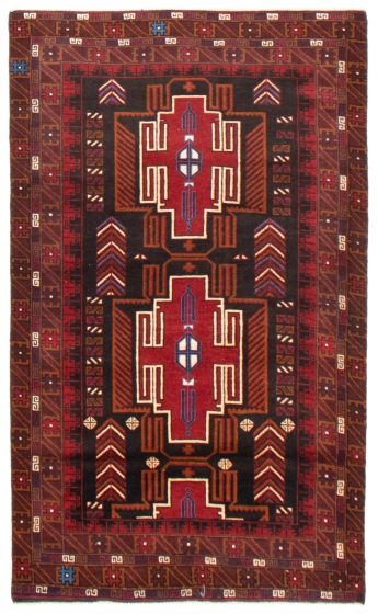Geometric  Tribal Black Area rug 3x5 Afghan Hand-knotted 367755