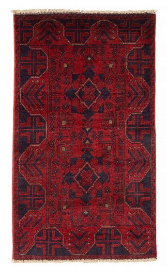 Bordered  Traditional Red Area rug 3x5 Afghan Hand-knotted 376885