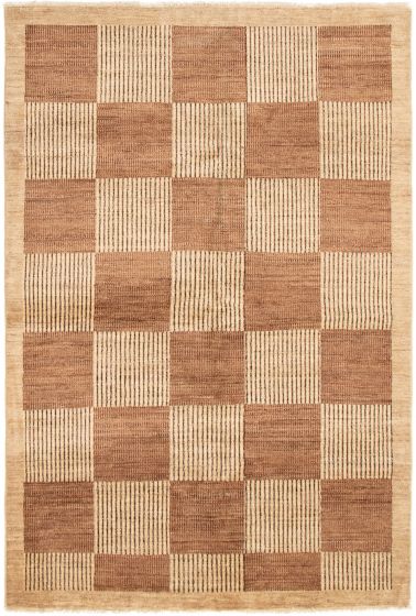 Casual  Transitional Ivory Area rug 5x8 Afghan Hand-knotted 292877