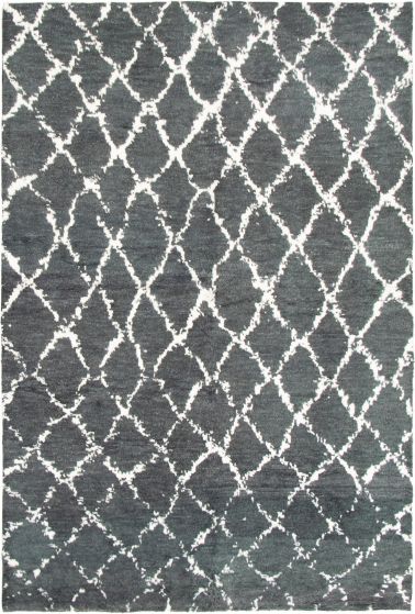 Casual  Transitional Grey Area rug 5x8 Indian Hand-knotted 295551