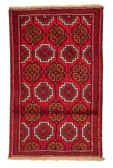 Bordered  Tribal Red Area rug 3x5 Afghan Hand-knotted 322079