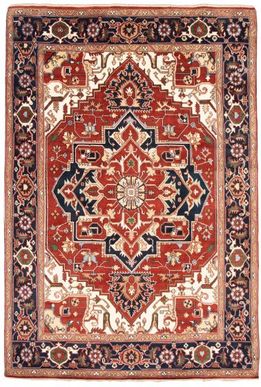 Bordered  Traditional Red Area rug 10x14 Indian Hand-knotted 344027