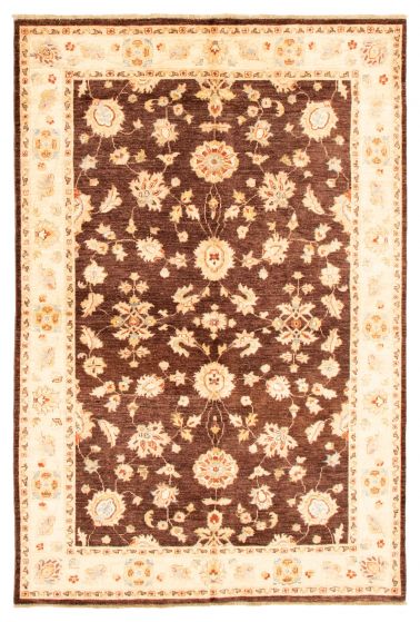 Bordered  Traditional Brown Area rug 5x8 Afghan Hand-knotted 346627