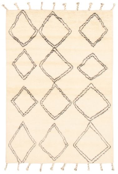 Bohemian  Tribal Ivory Area rug 5x8 Indian Hand-knotted 355117
