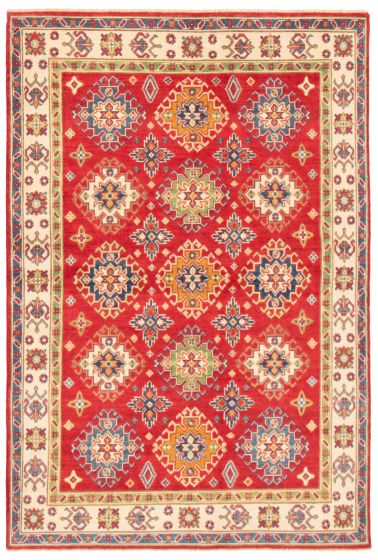 Bordered  Traditional Red Area rug 5x8 Afghan Hand-knotted 360272