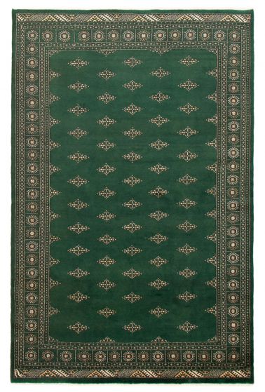 Bordered  Traditional Green Area rug 6x9 Pakistani Hand-knotted 364234